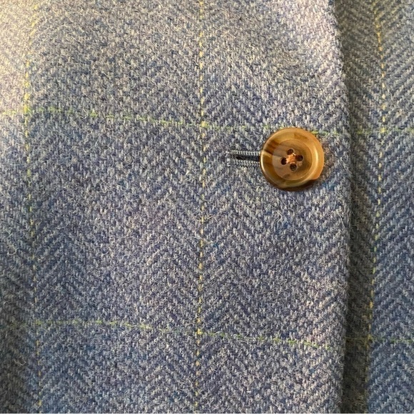 Lands End tailored jacket In periwinkle with delicate Green plaid. Beautiful. - Picture 2 of 6